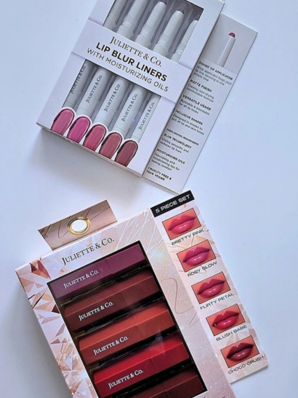 Juliette & Co. Glossy Lipstick & Lip Blur Liner Makeup Set Bundle, 10 Pieces,NWT